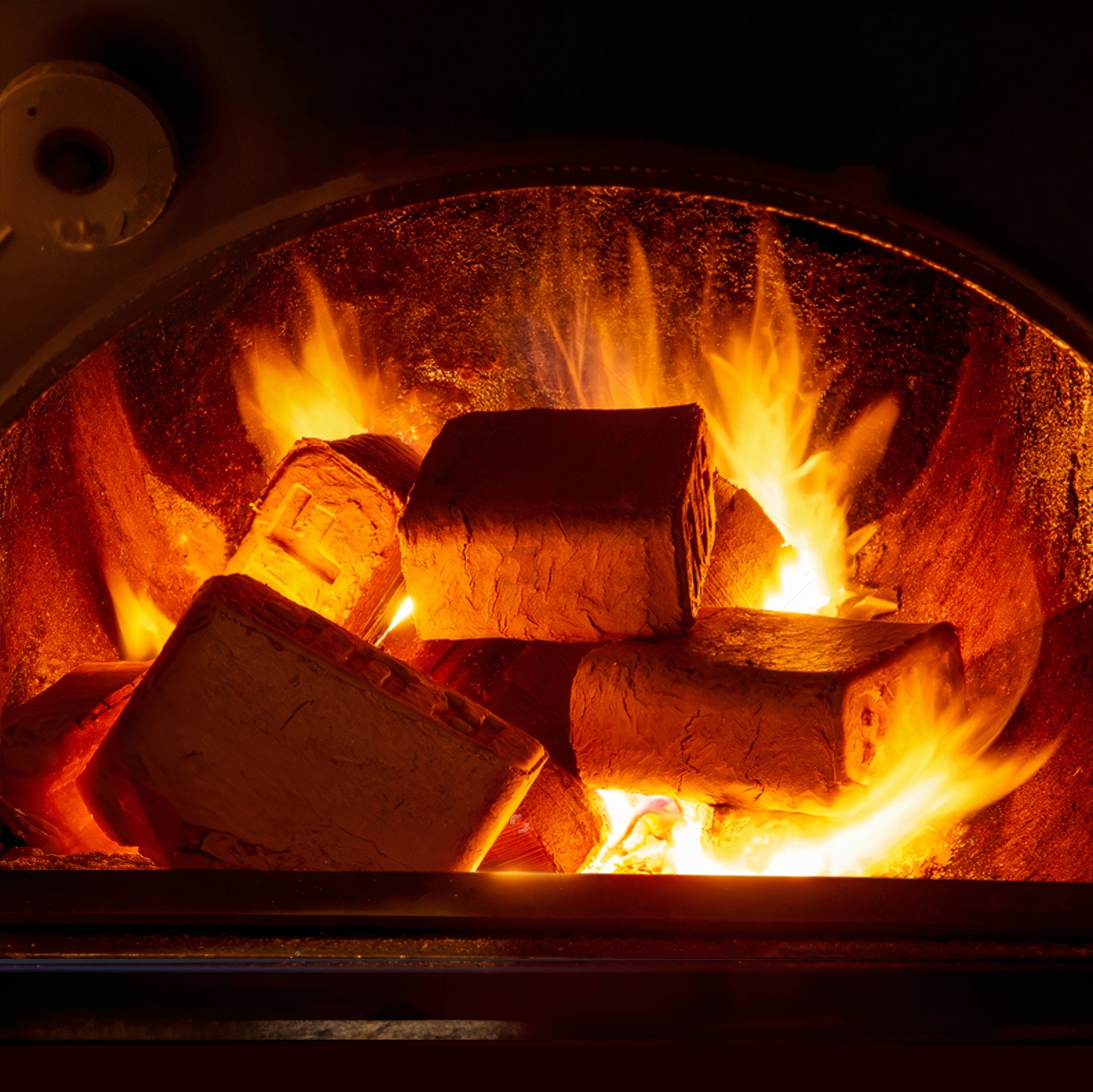 briquettes on fire